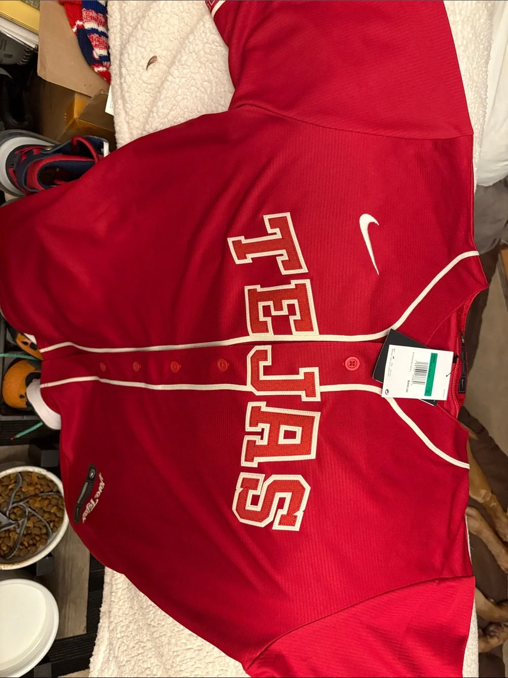 Nike Red Texas Baseball Jersey with White Trim